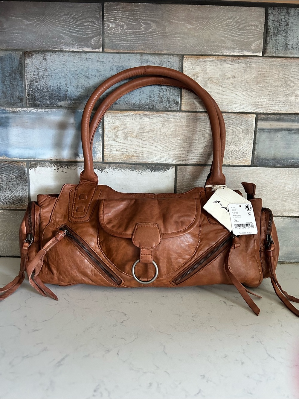 NWT Free People Sabo East West Bag in Saddle with Included Bags Charms & Scarf - Picture 3 of 16